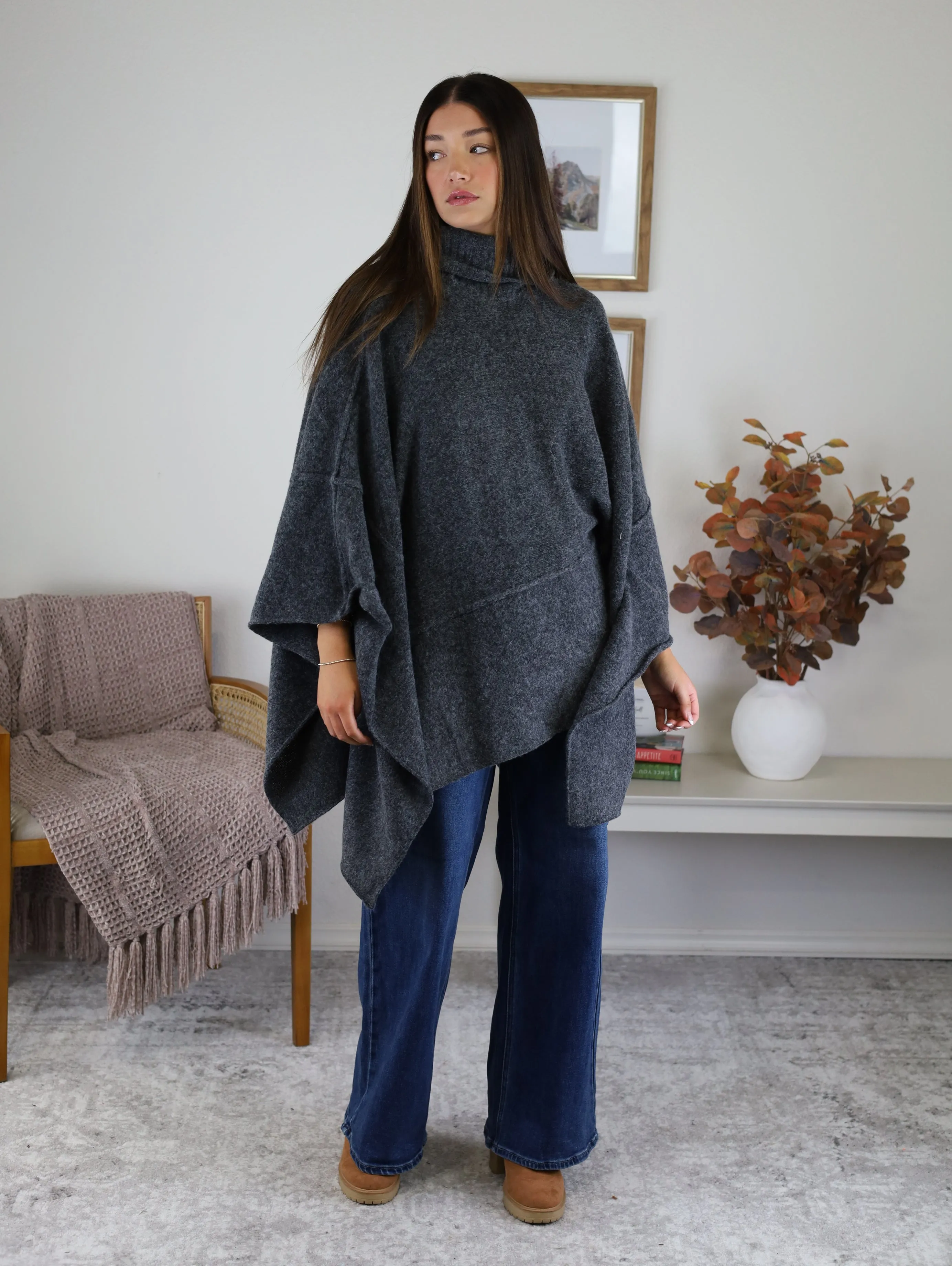 Estelle Poncho Turtle Neck Sweater - Sale