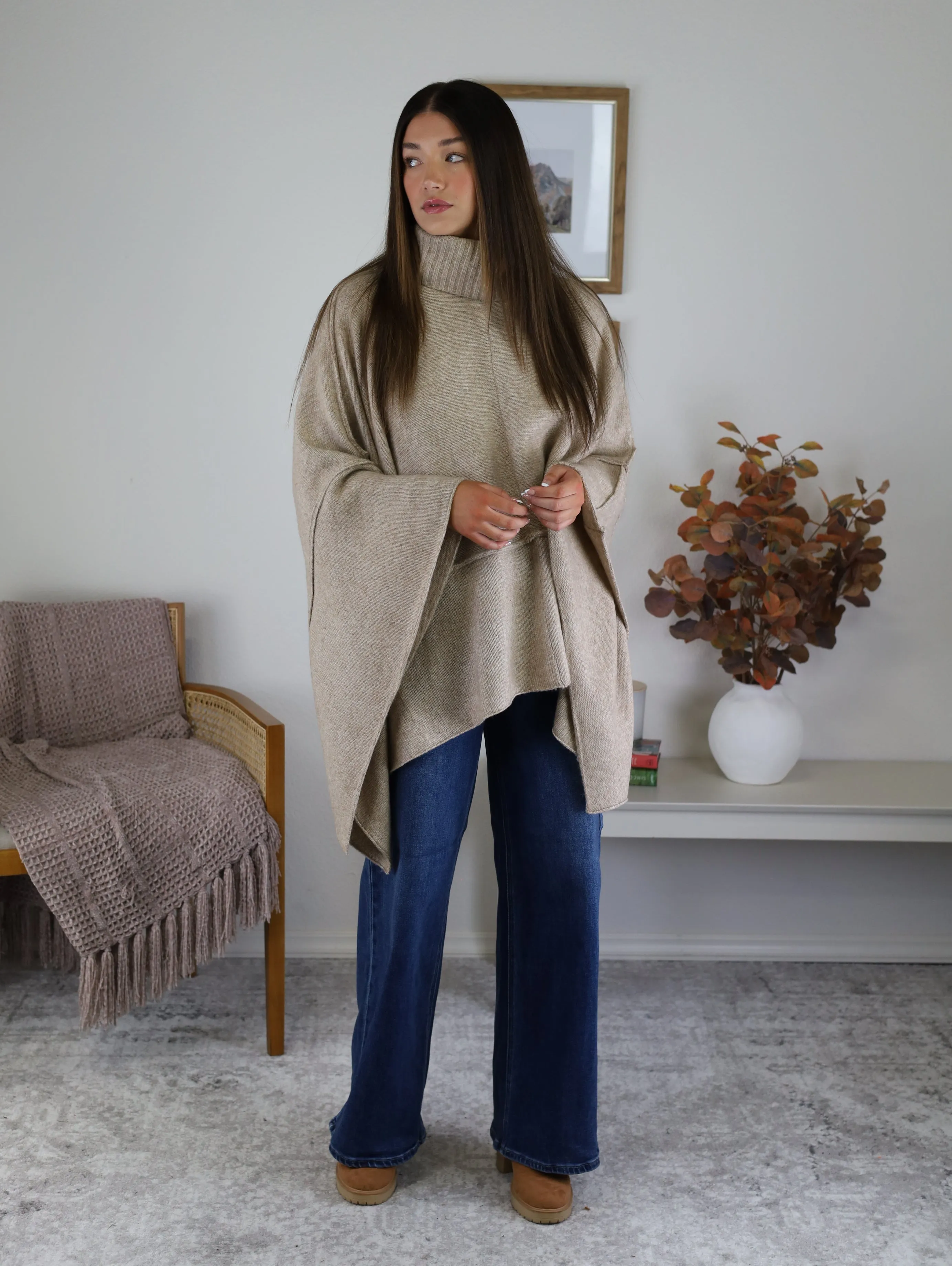 Estelle Poncho Turtle Neck Sweater - Sale
