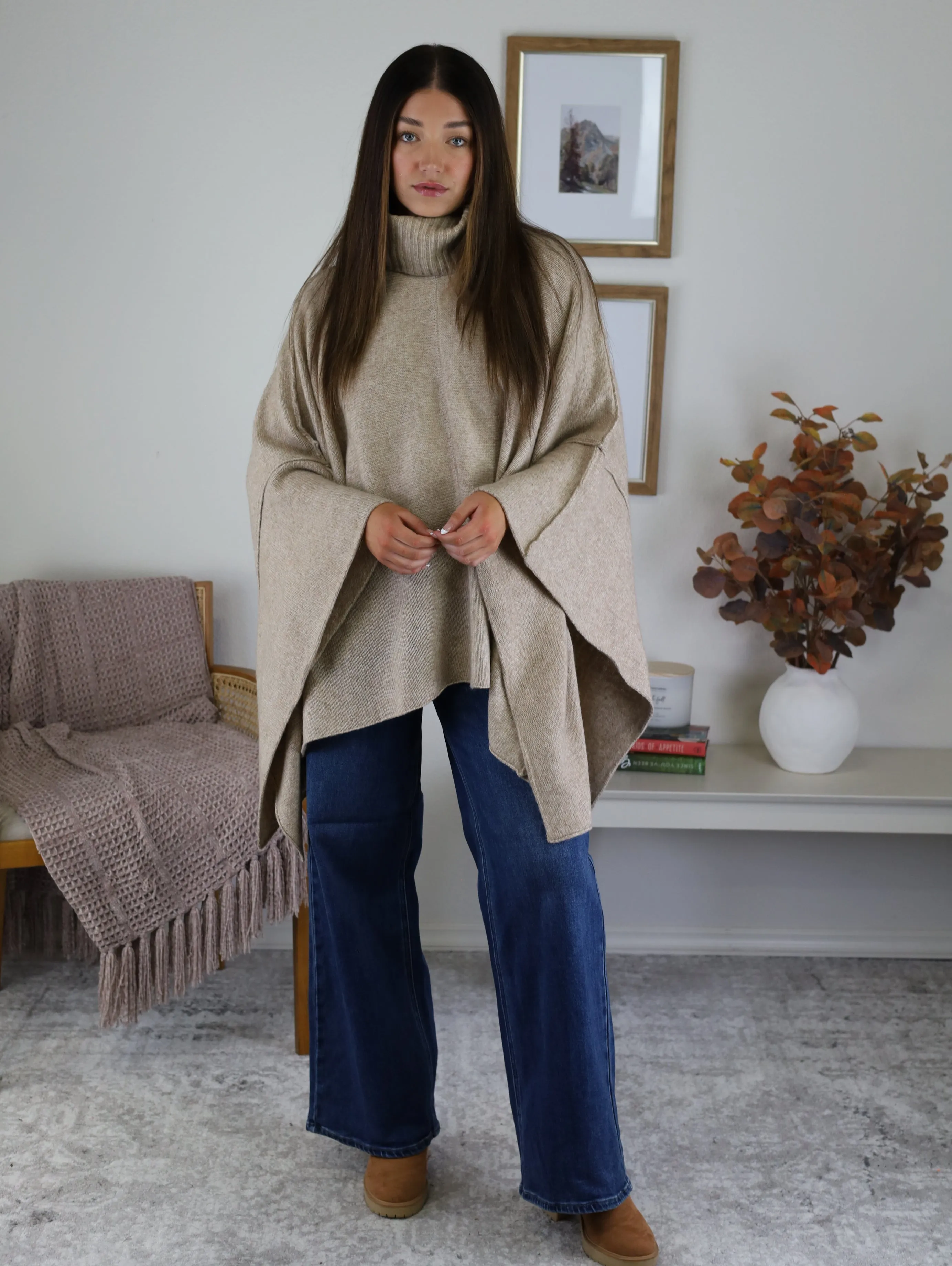 Estelle Poncho Turtle Neck Sweater - Sale