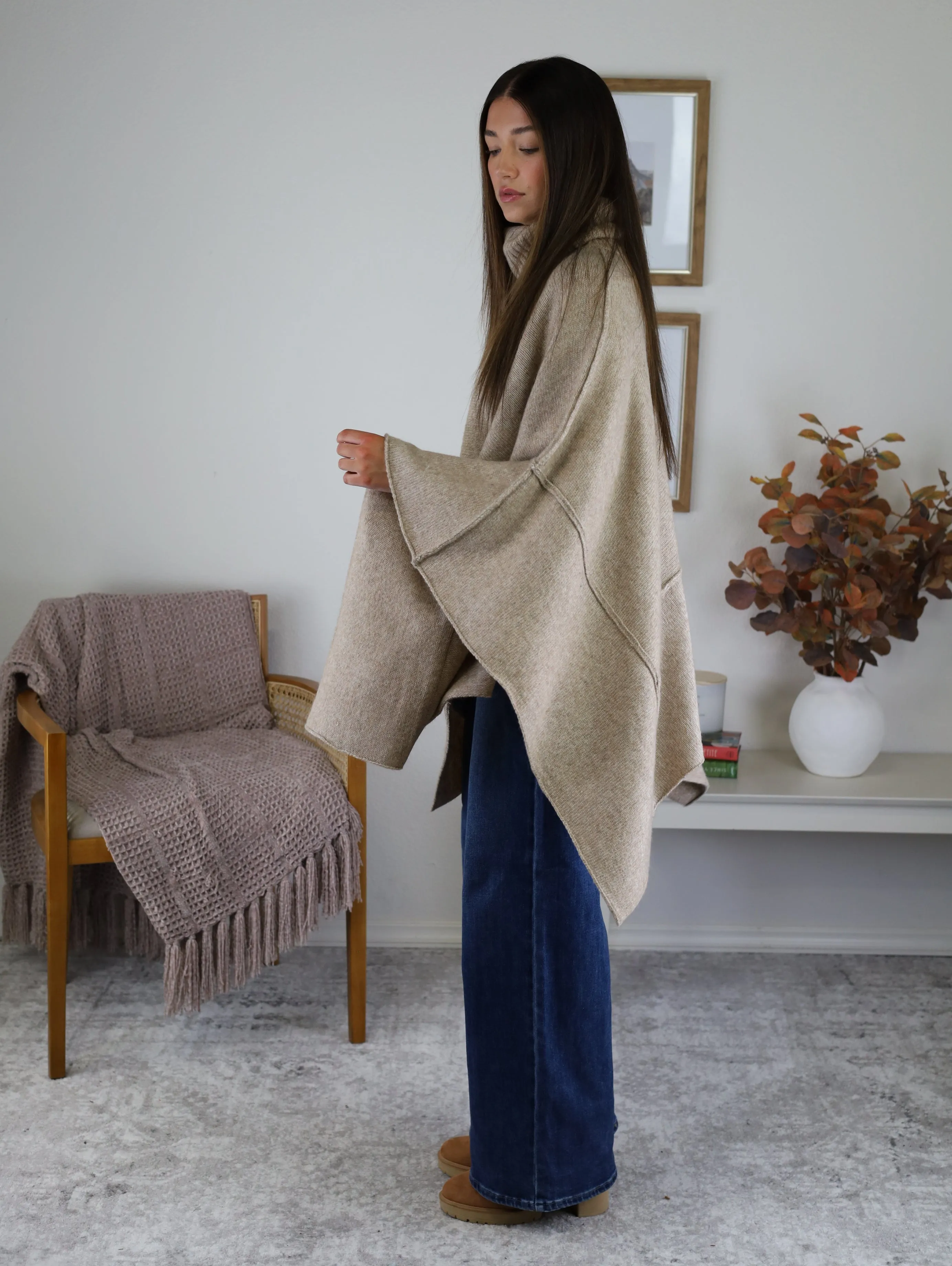 Estelle Poncho Turtle Neck Sweater - Sale