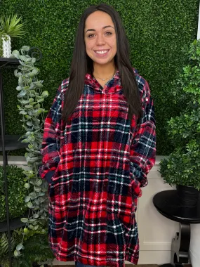 FIRESIDE PLAID OVERSIZED BLANKET PULLOVER