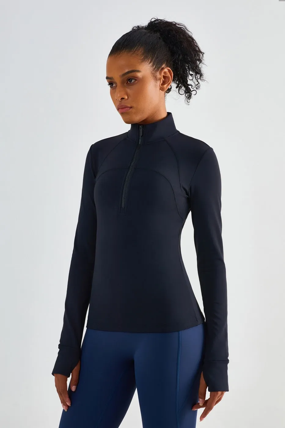 Fitted Half-Zip Fleece Track Jacket