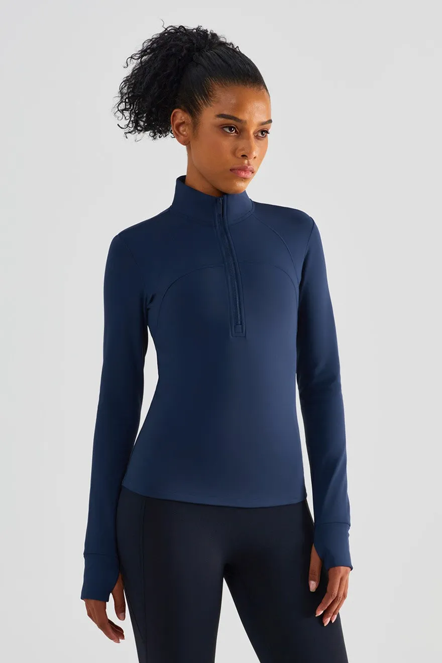 Fitted Half-Zip Fleece Track Jacket