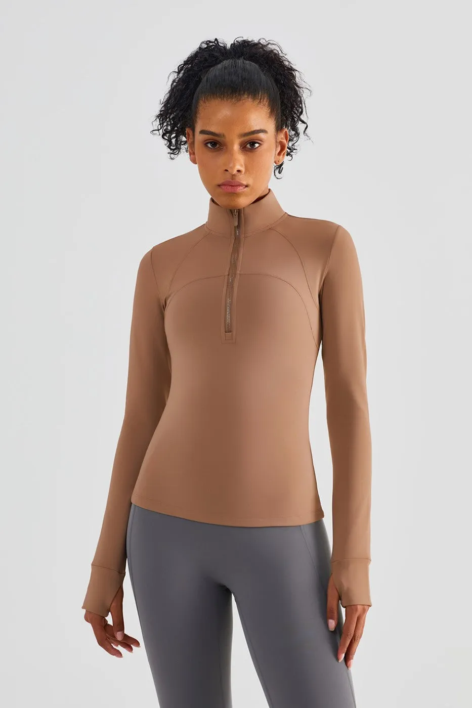 Fitted Half-Zip Fleece Track Jacket