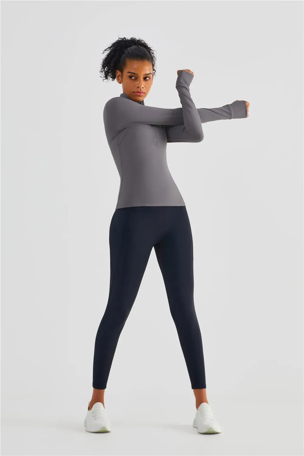 Fitted Half-Zip Fleece Track Jacket