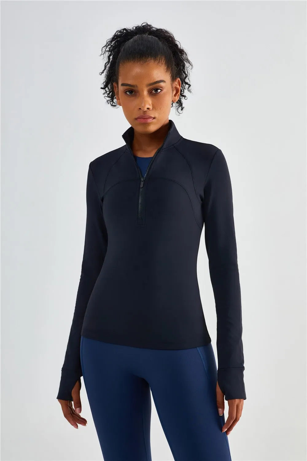 Fitted Half-Zip Fleece Track Jacket
