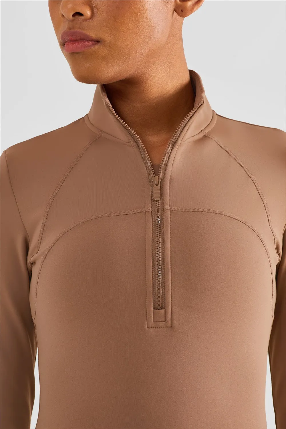Fitted Half-Zip Fleece Track Jacket