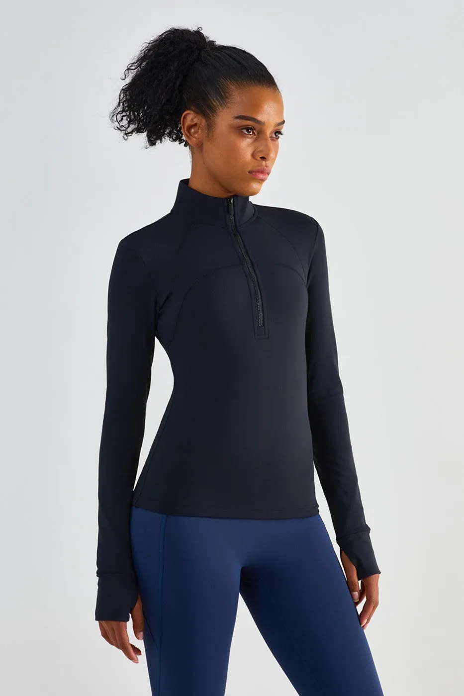 Fitted Half-Zip Fleece Track Jacket
