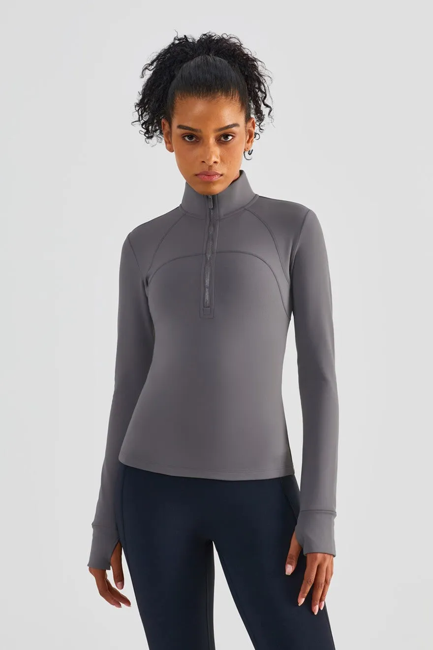 Fitted Half-Zip Fleece Track Jacket