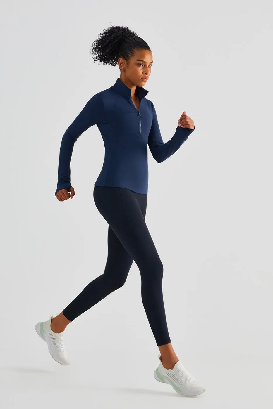 Fitted Half-Zip Fleece Track Jacket