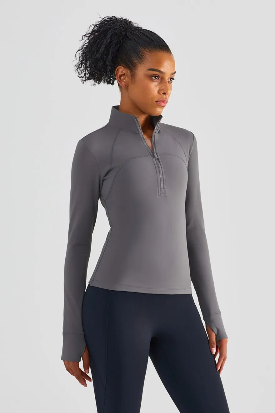 Fitted Half-Zip Fleece Track Jacket