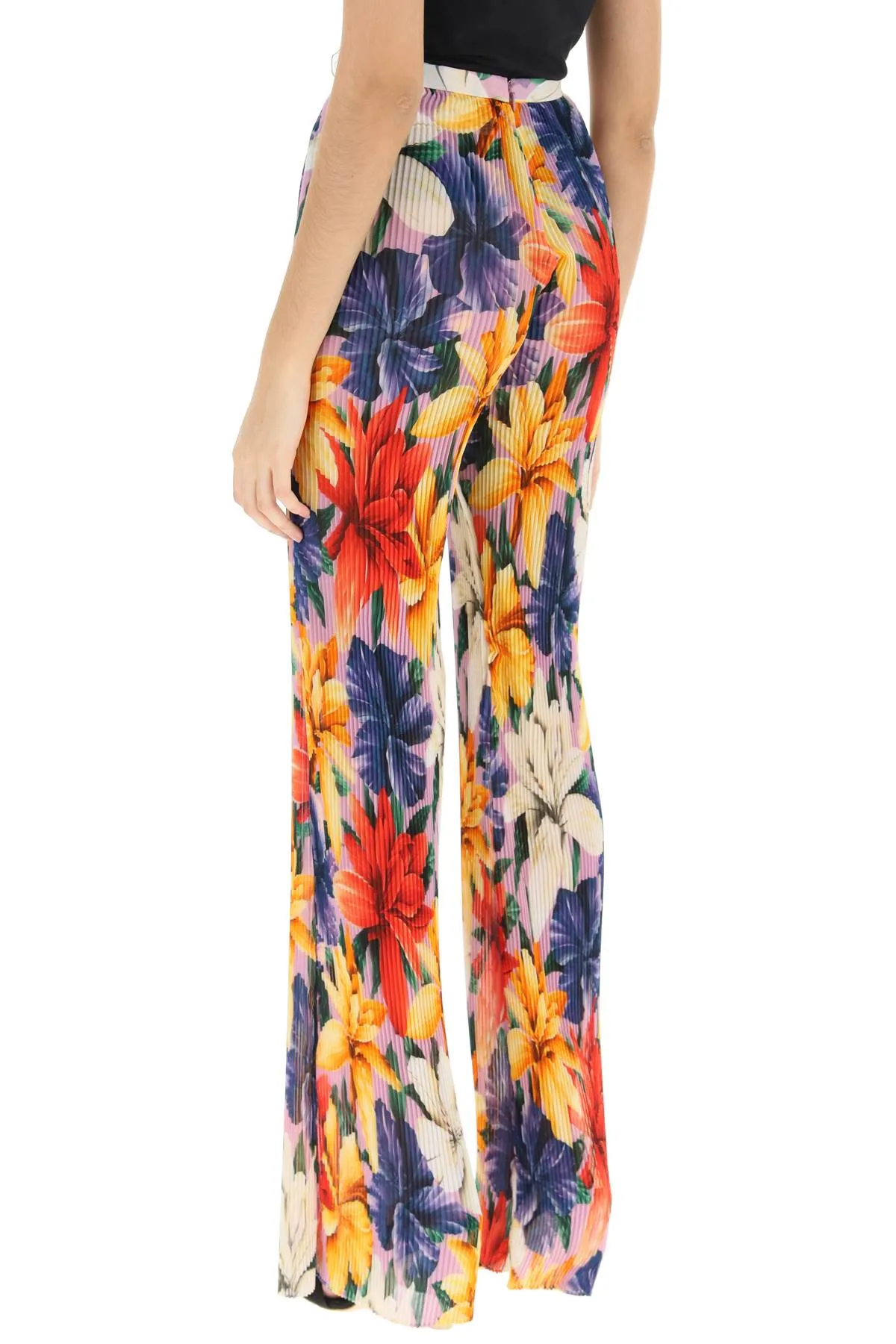 floral pleated chiffon pants
