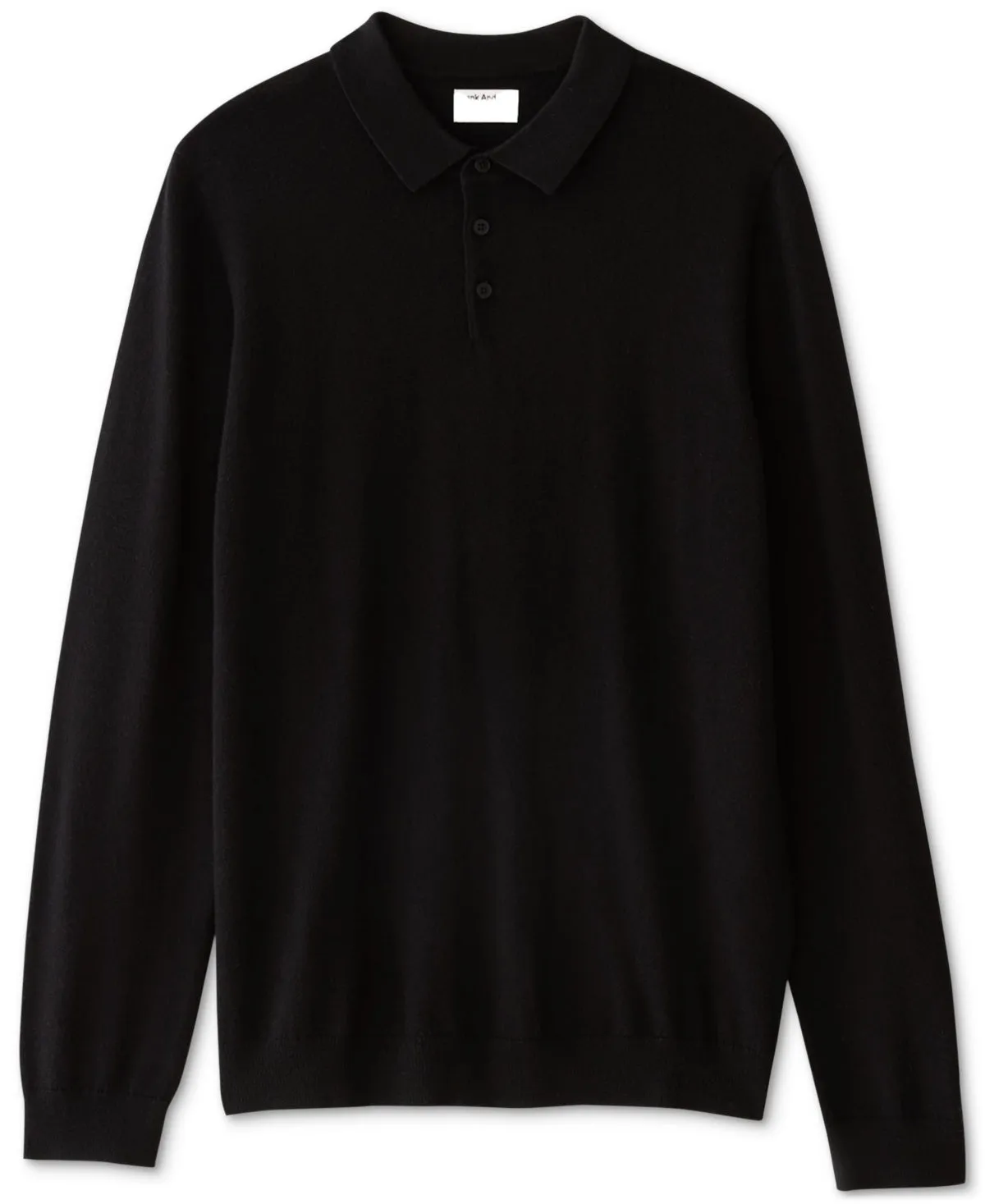 Frank And Oak Mens Merino Wool Long Sleeve Polo Sweater Black XL
