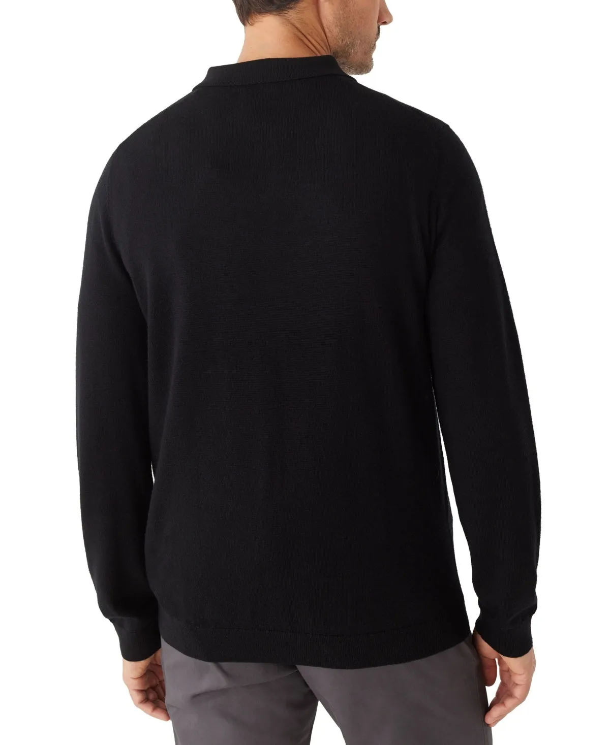 Frank And Oak Mens Merino Wool Long Sleeve Polo Sweater Black XL