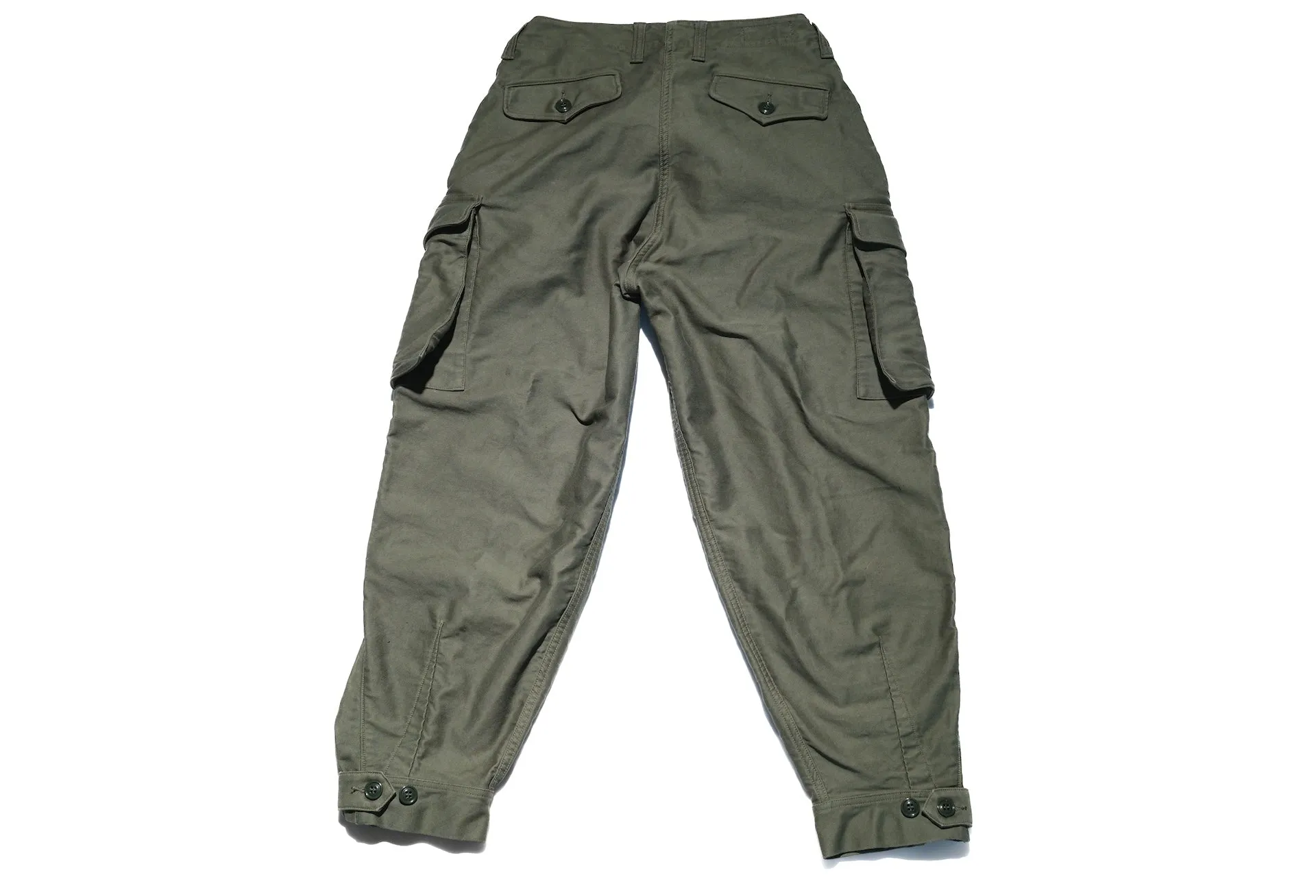 Freewheelers Heavyweight Moleskin "Ground Crew" Trousers (Olive Green)