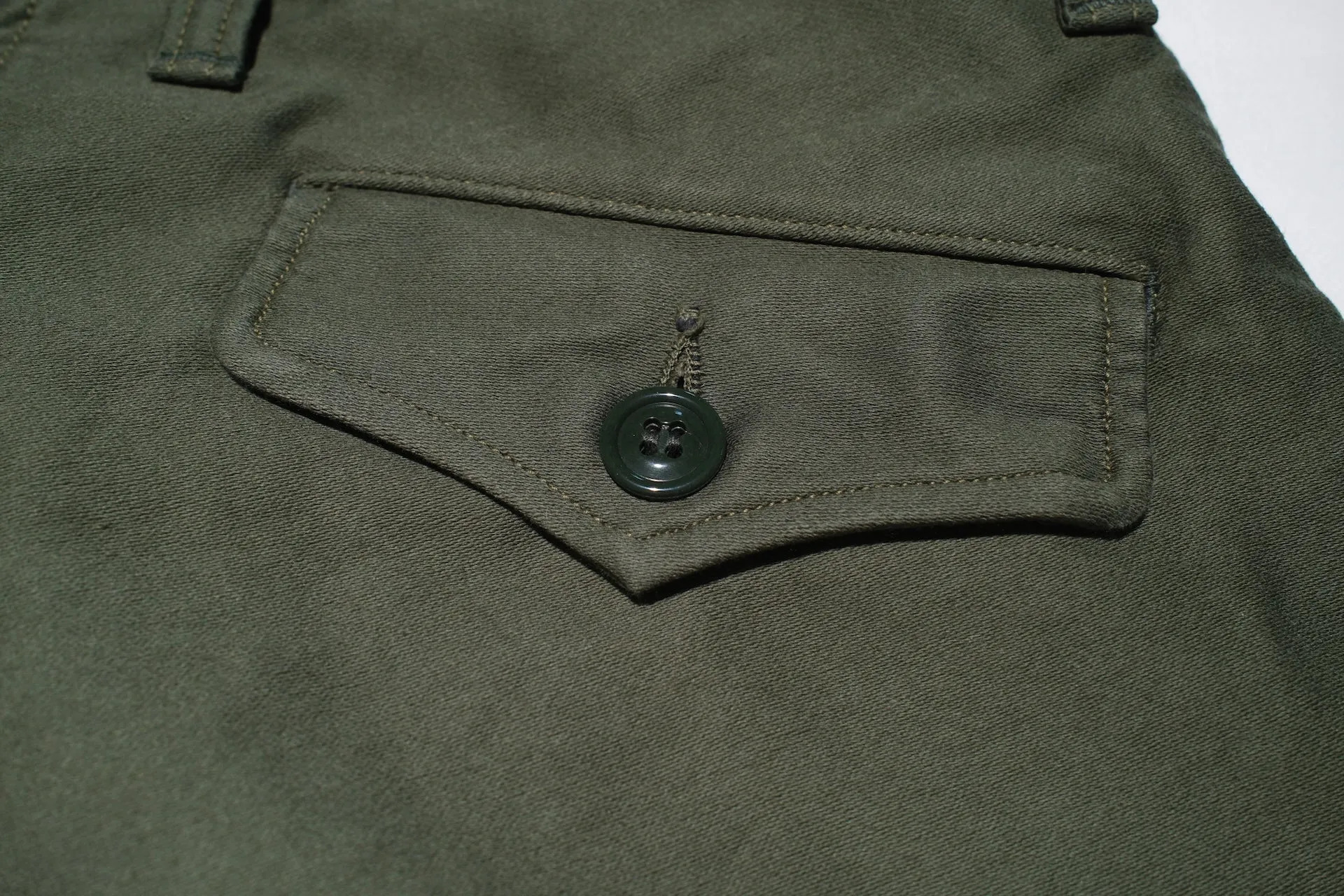 Freewheelers Heavyweight Moleskin "Ground Crew" Trousers (Olive Green)