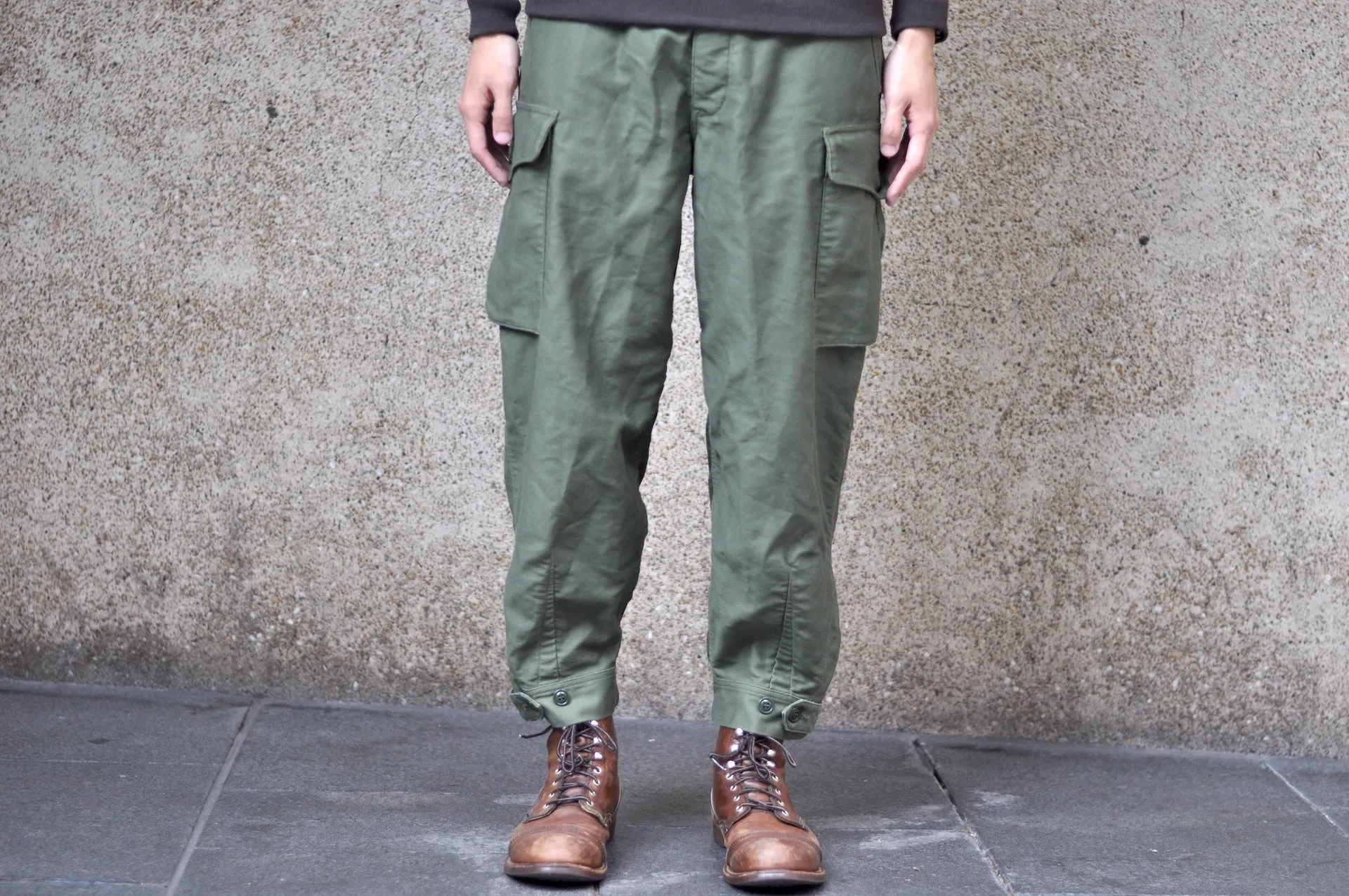Freewheelers Heavyweight Moleskin "Ground Crew" Trousers (Olive Green)