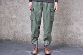 Freewheelers Heavyweight Moleskin "Ground Crew" Trousers (Olive Green)