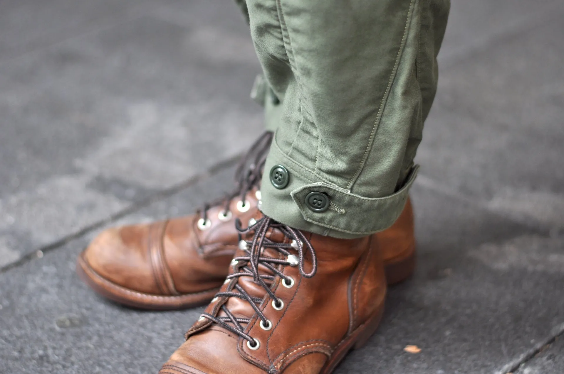 Freewheelers Heavyweight Moleskin "Ground Crew" Trousers (Olive Green)