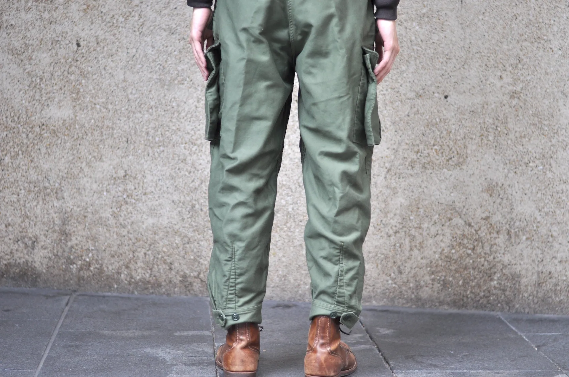 Freewheelers Heavyweight Moleskin "Ground Crew" Trousers (Olive Green)
