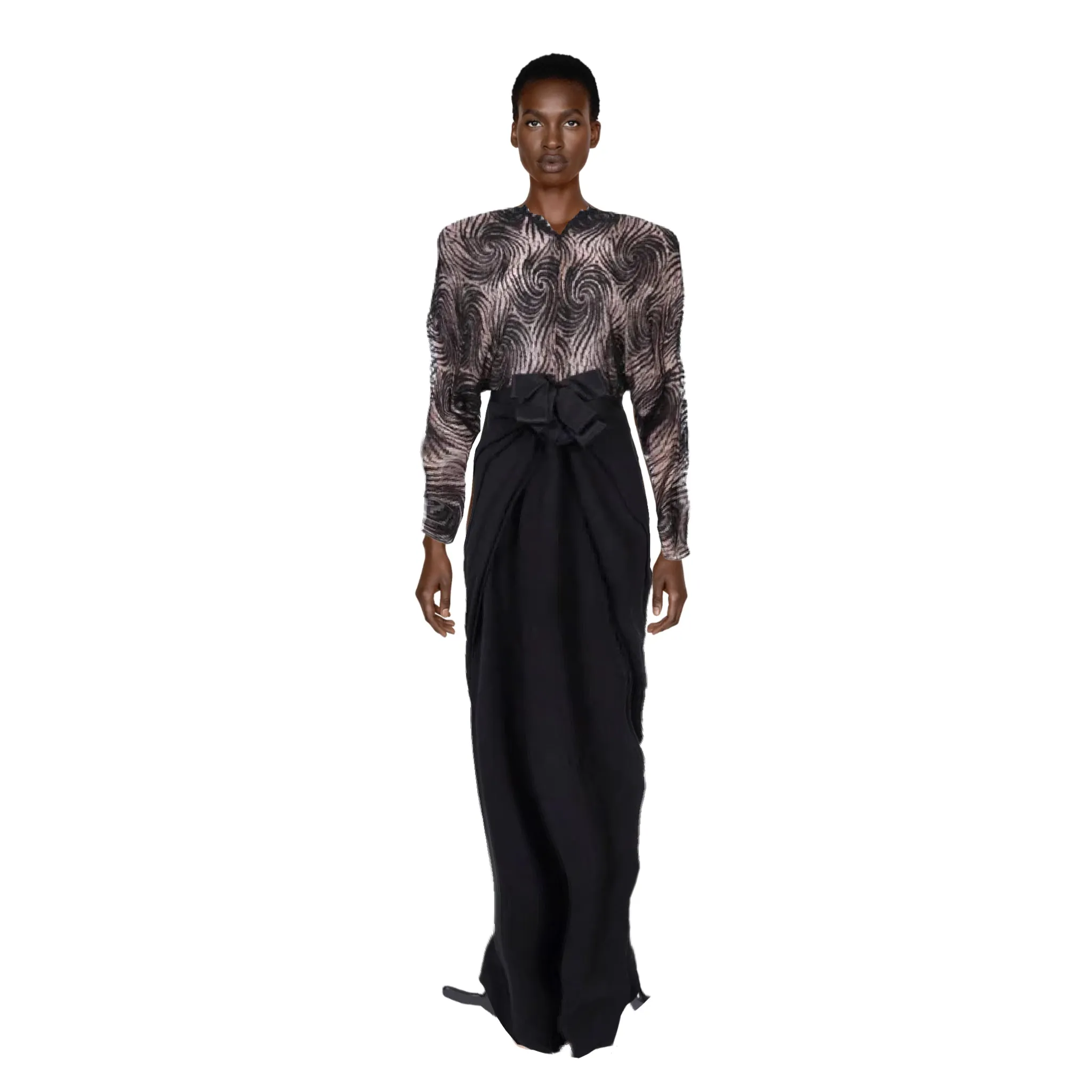 GALANOS Black Laced Evening Gown | Size M
