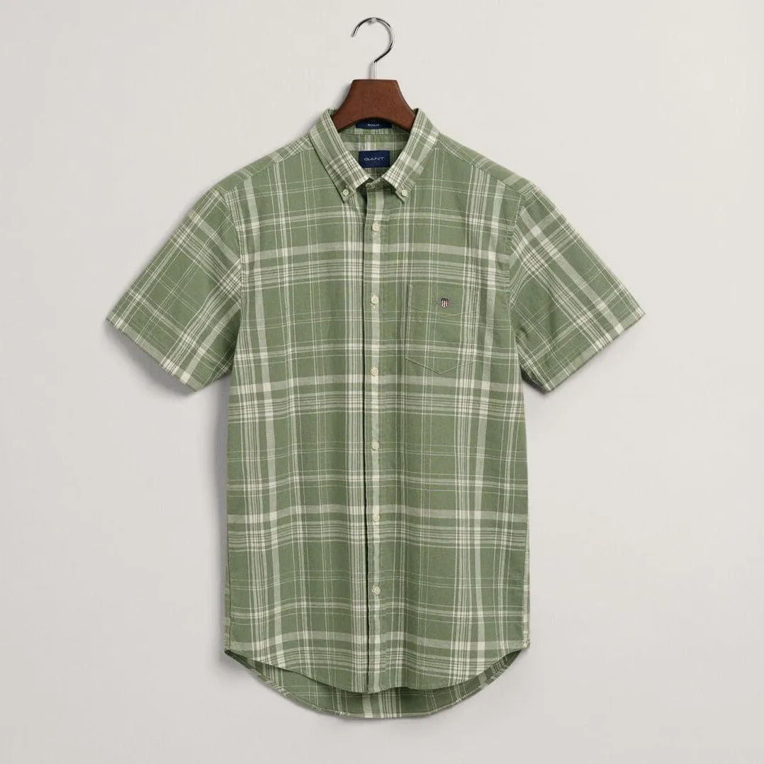 GANT Regular Fit Check Cotton Linen Short Sleeve Shirt