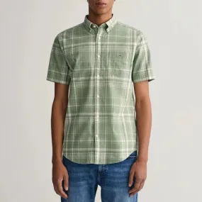 GANT Regular Fit Check Cotton Linen Short Sleeve Shirt