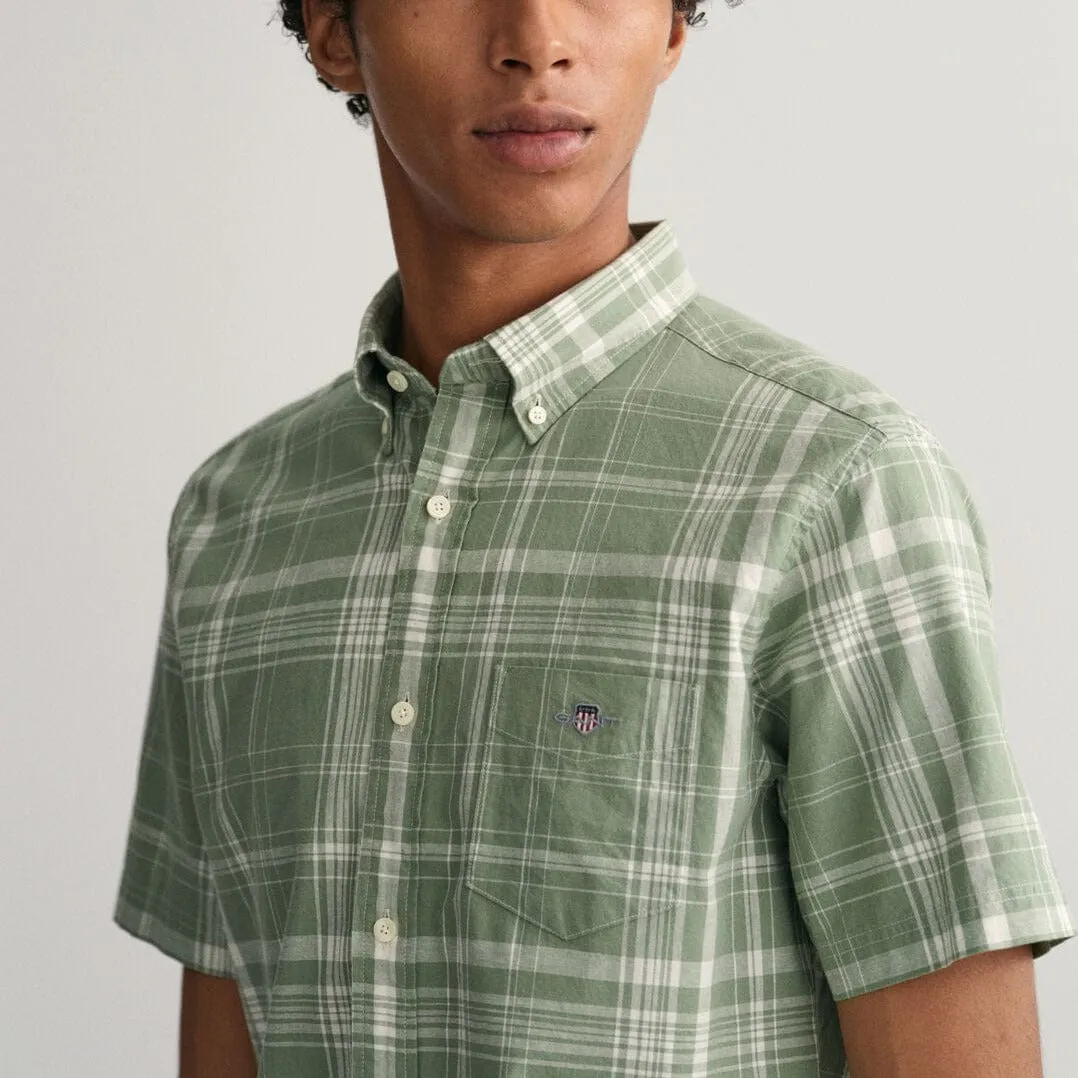GANT Regular Fit Check Cotton Linen Short Sleeve Shirt
