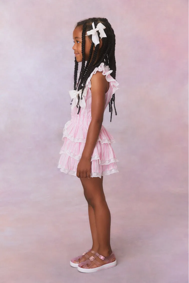 Girls Janelly Cotton Stripe Dress- Captiva Pink
