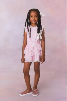Girls Janelly Cotton Stripe Dress- Captiva Pink