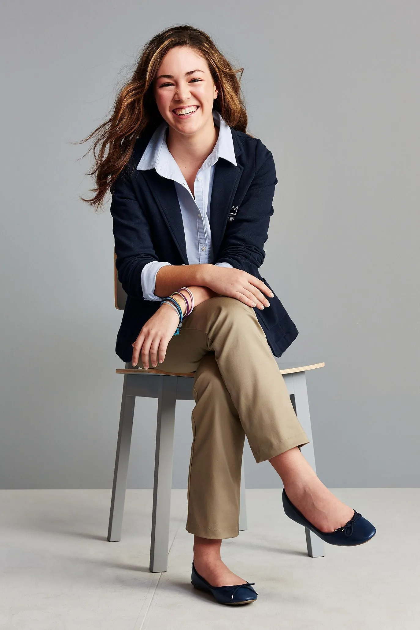Girls' Plain Front Blend Chinos