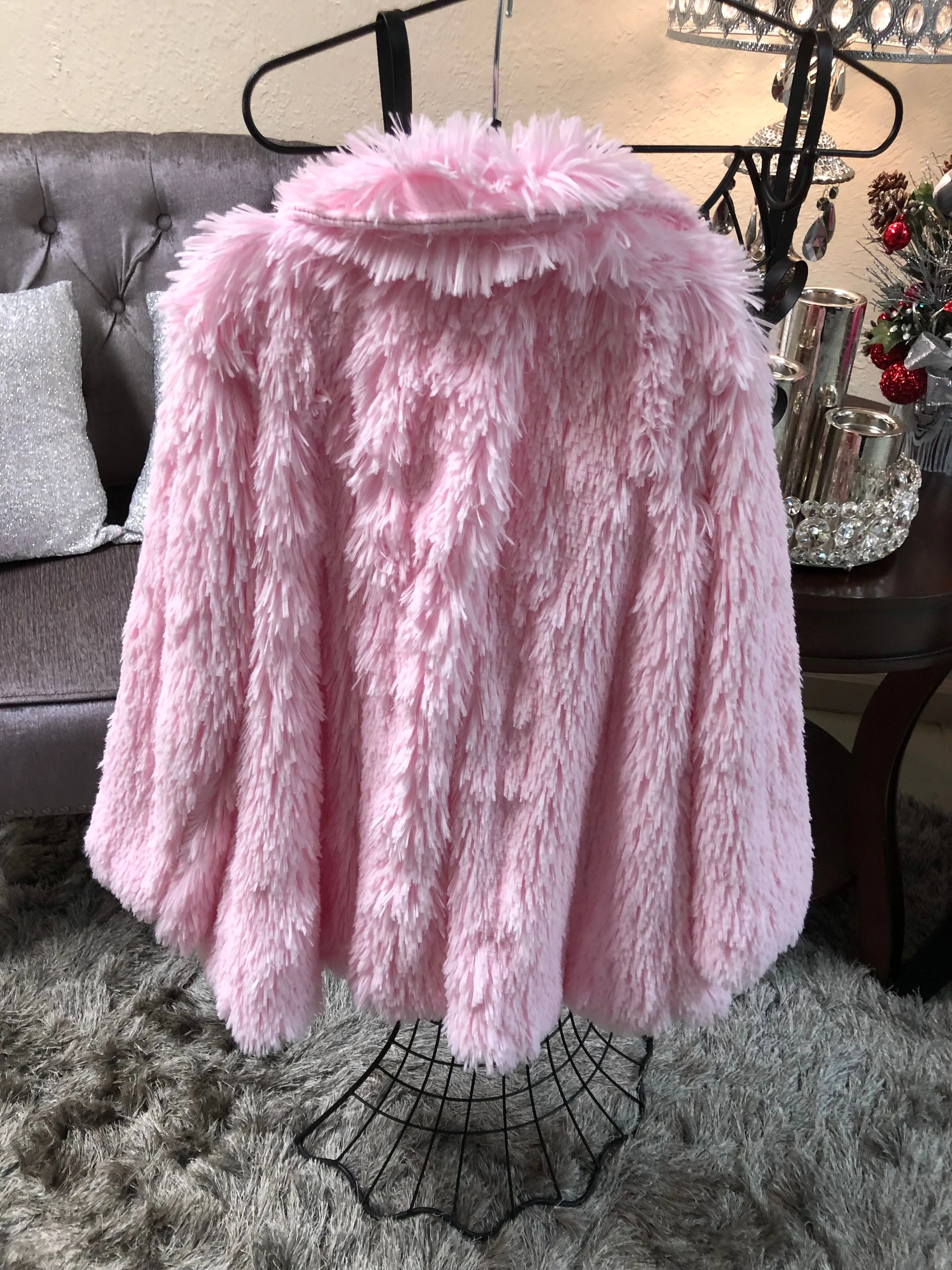 Girl’s Washable Cotton Candy Shaggy Swing Coat