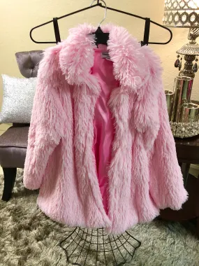 Girl’s Washable Cotton Candy Shaggy Swing Coat
