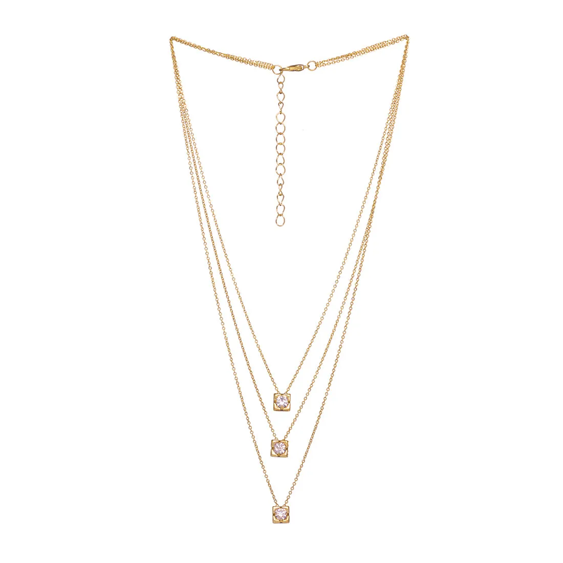 Gold Cube Necklace With Central Diamond
