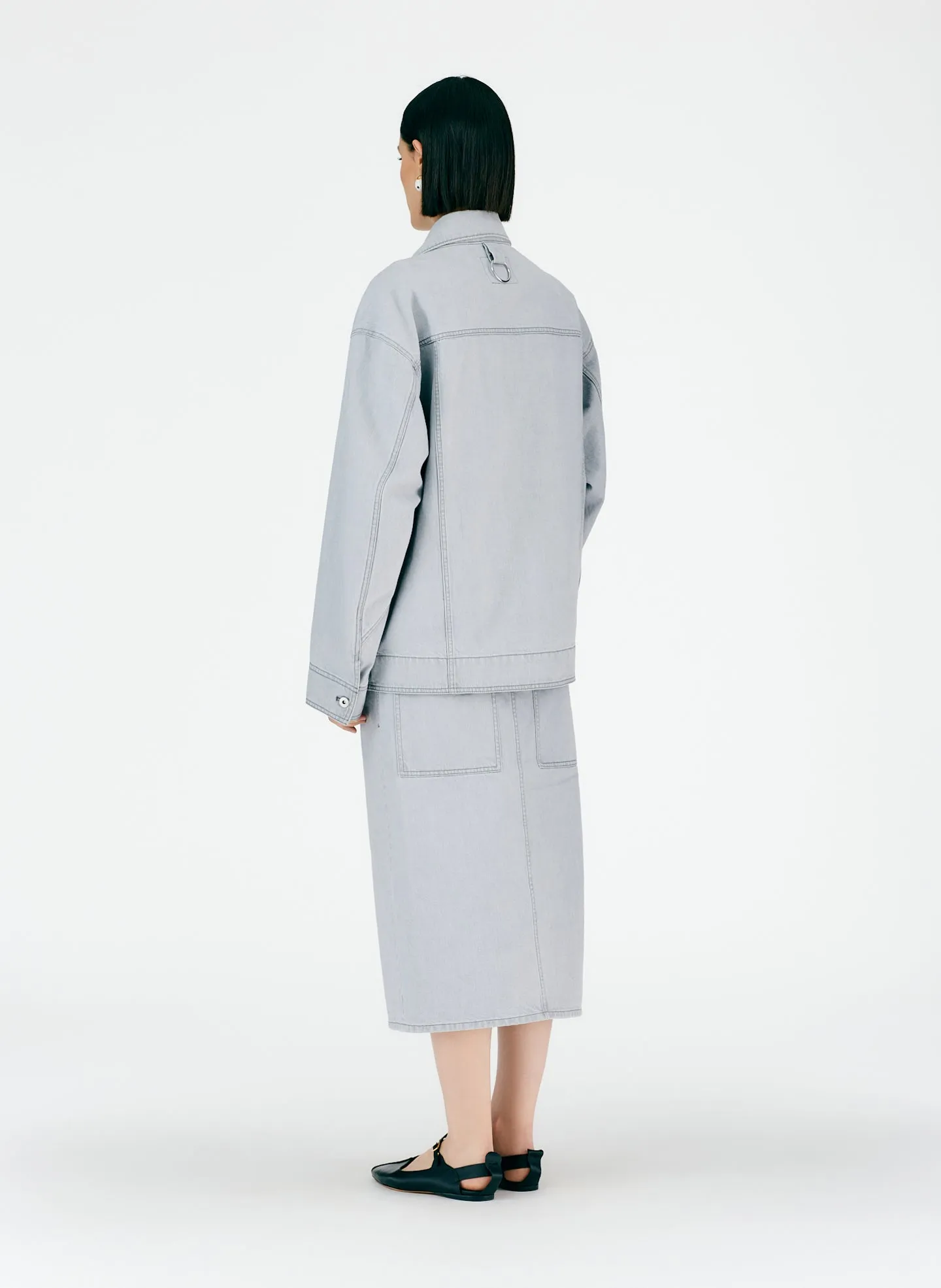 Grey Denim Oversized Jacket
