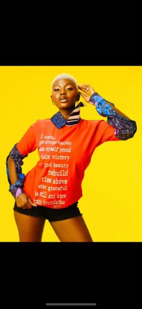 Hand Frayed I CAN… Empowerment Blouse with Slit Adire Sleeves