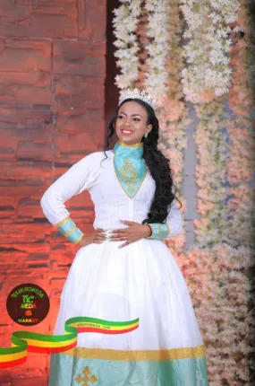 Handmade sky blue habeshan dress