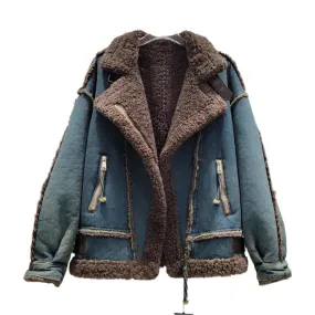 High-Grade Women's Lamb Fur Coat - Short Loose Streetwear Cotton Jacket for Winter Fashion