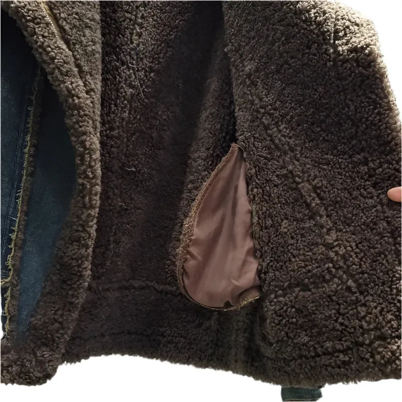 High-Grade Women's Lamb Fur Coat - Short Loose Streetwear Cotton Jacket for Winter Fashion