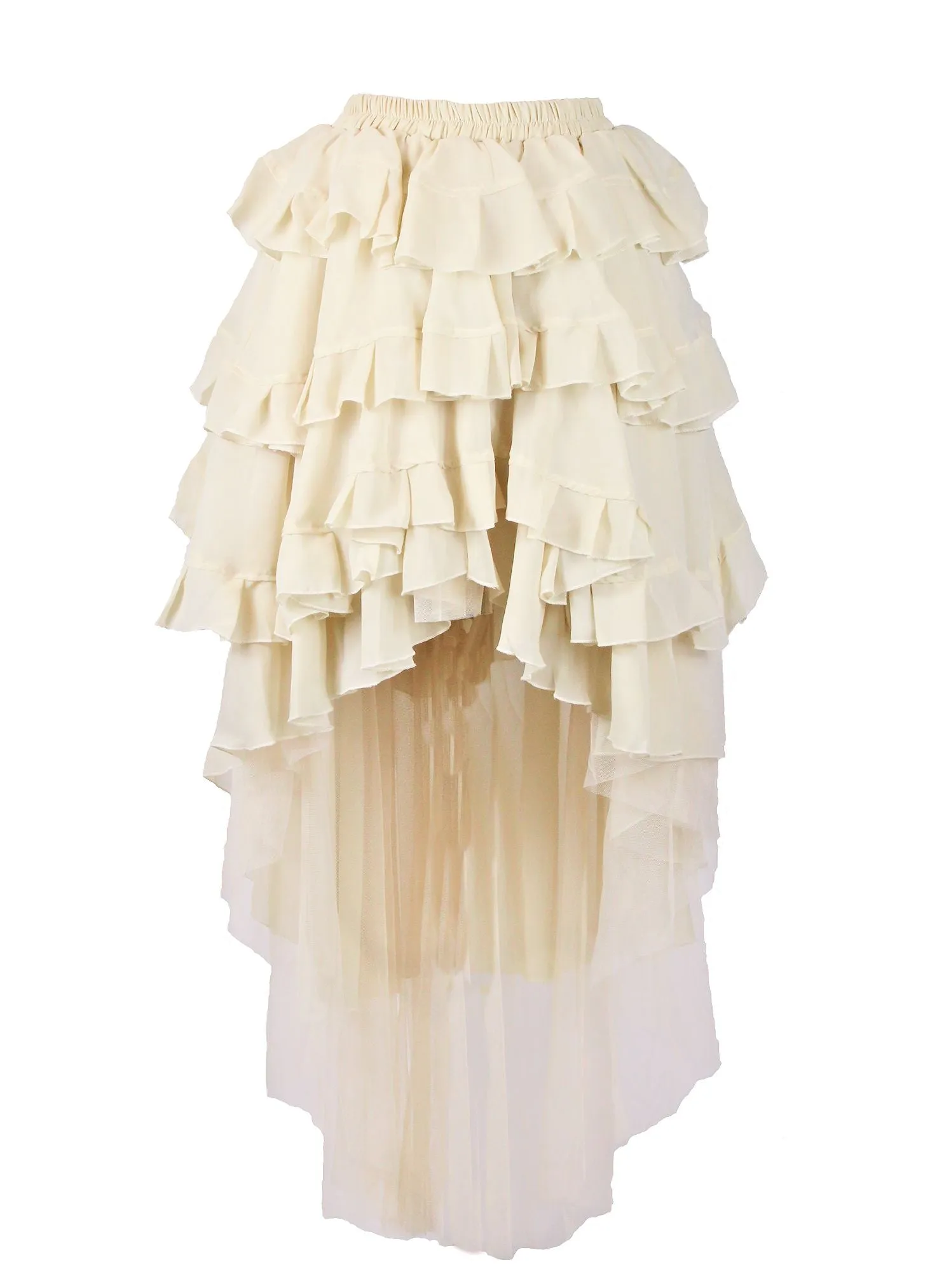 High Low Ruffled Layered Ophelie Skirt Steampunk Gypsy Boho Style