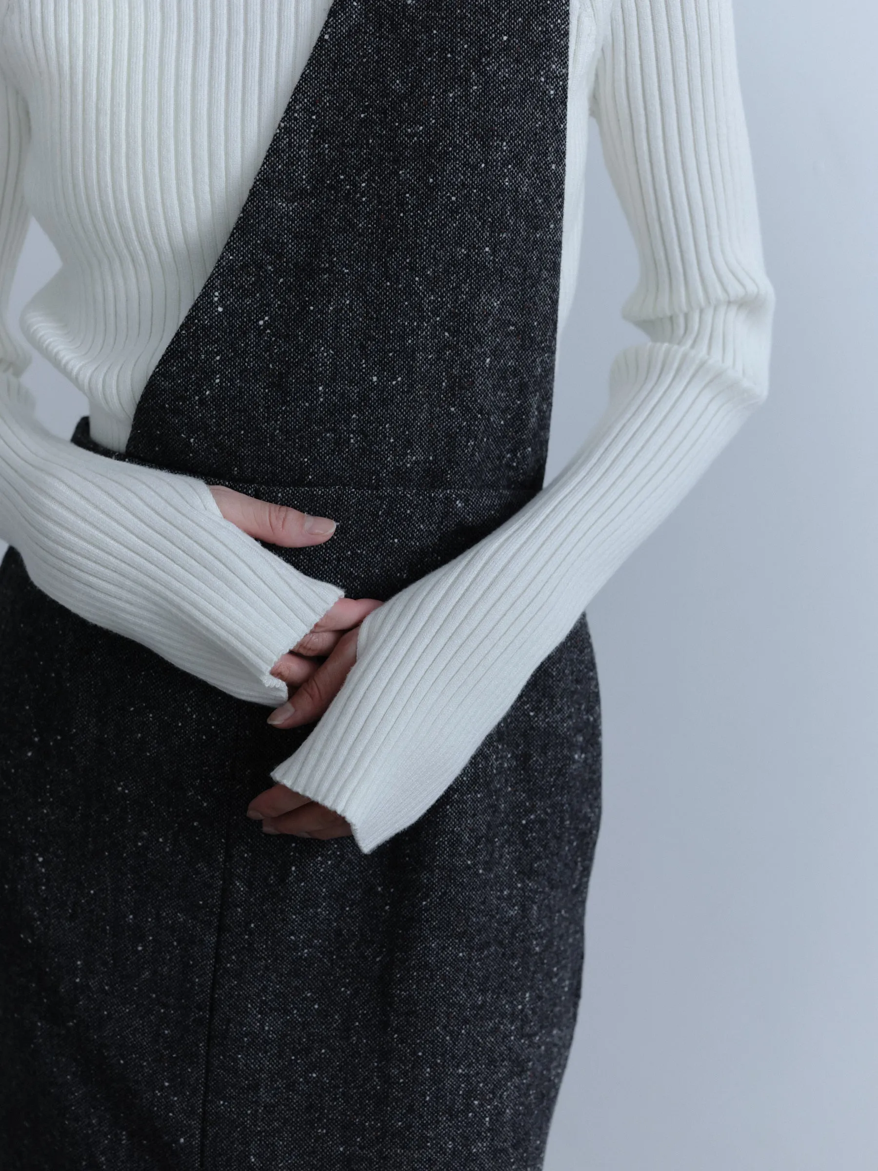 High Neck Rib Knit Tops