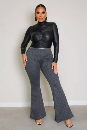 Houndstooth Print Flared Pants