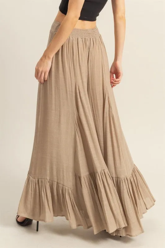 HYFVE High-Waist Ruffle Flared Wide Leg Pants