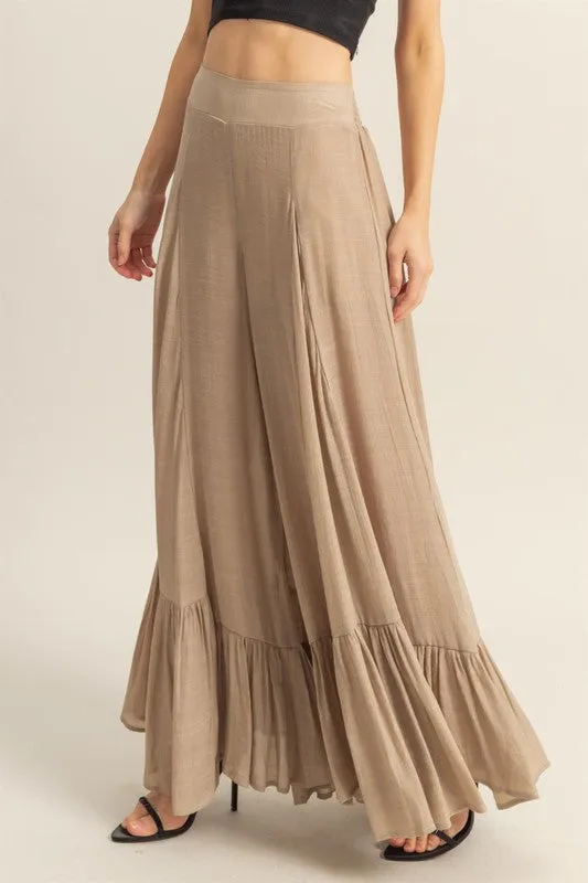 HYFVE High-Waist Ruffle Flared Wide Leg Pants