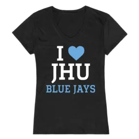 I Love JHU Johns Hopkins University Blue Jays Womens T-Shirt