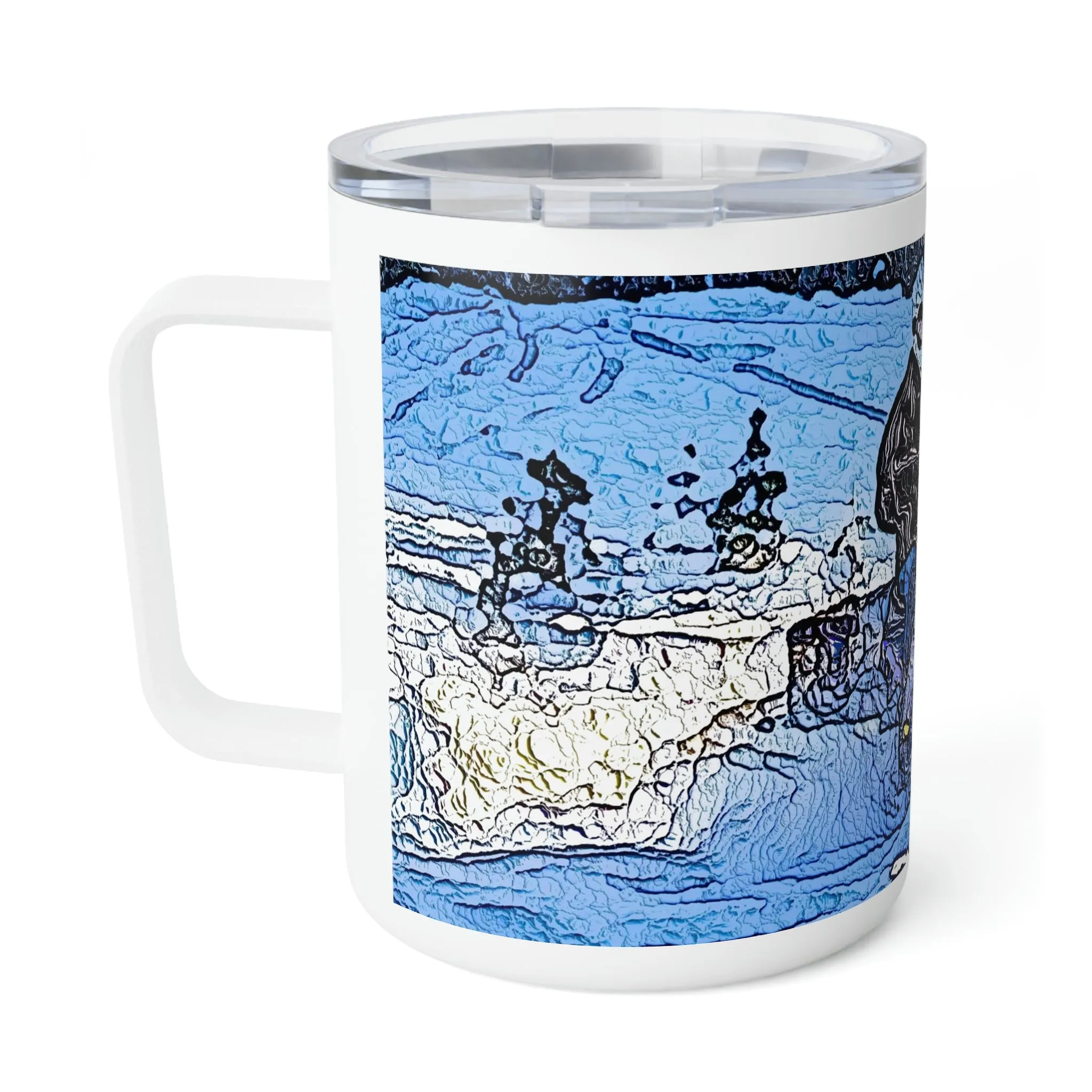 Insulated Coffee Mug, 10oz  ... Blasting Through-The-Powder ... 'Central Idaho Mounains ... ' 2Dec22 ...