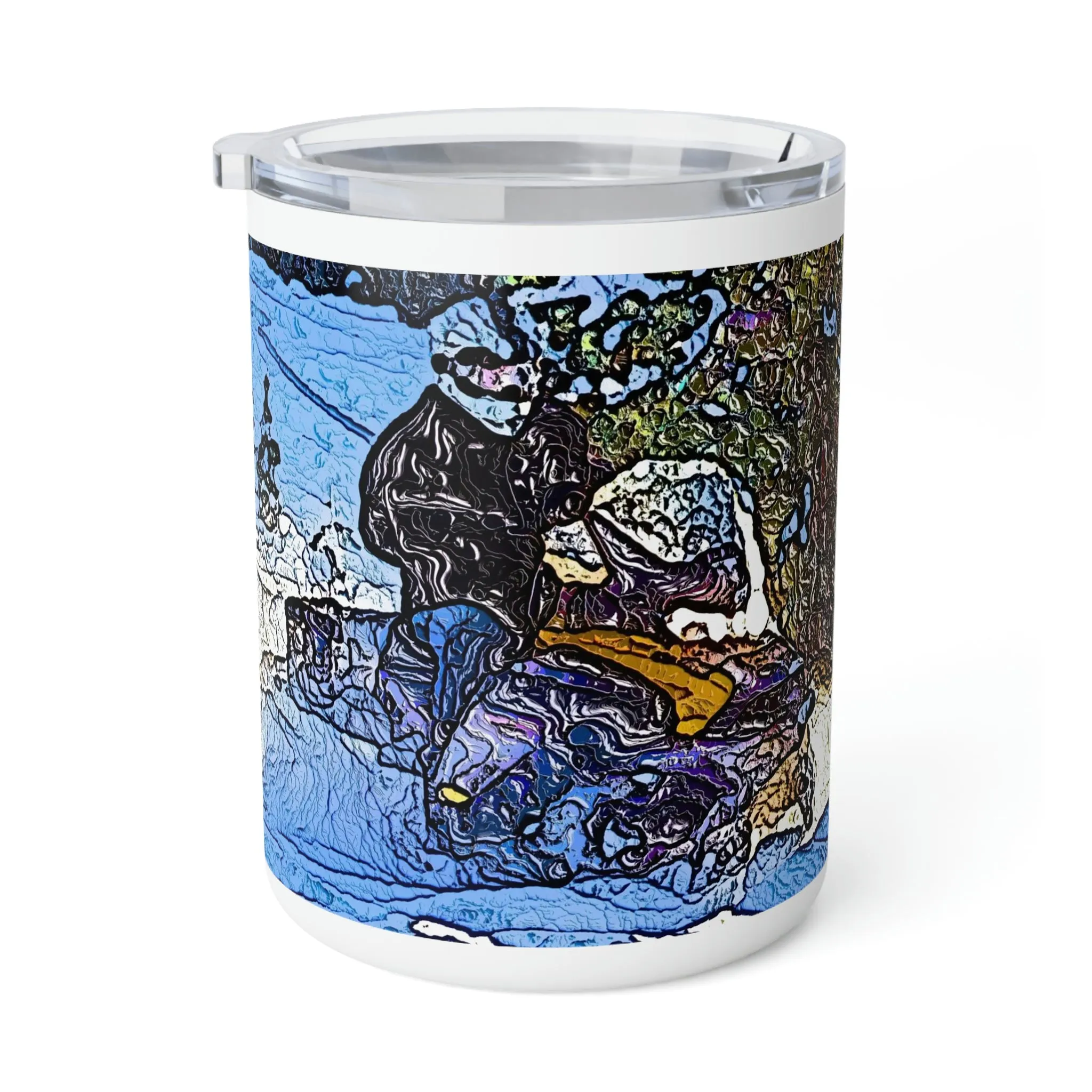 Insulated Coffee Mug, 10oz  ... Blasting Through-The-Powder ... 'Central Idaho Mounains ... ' 2Dec22 ...