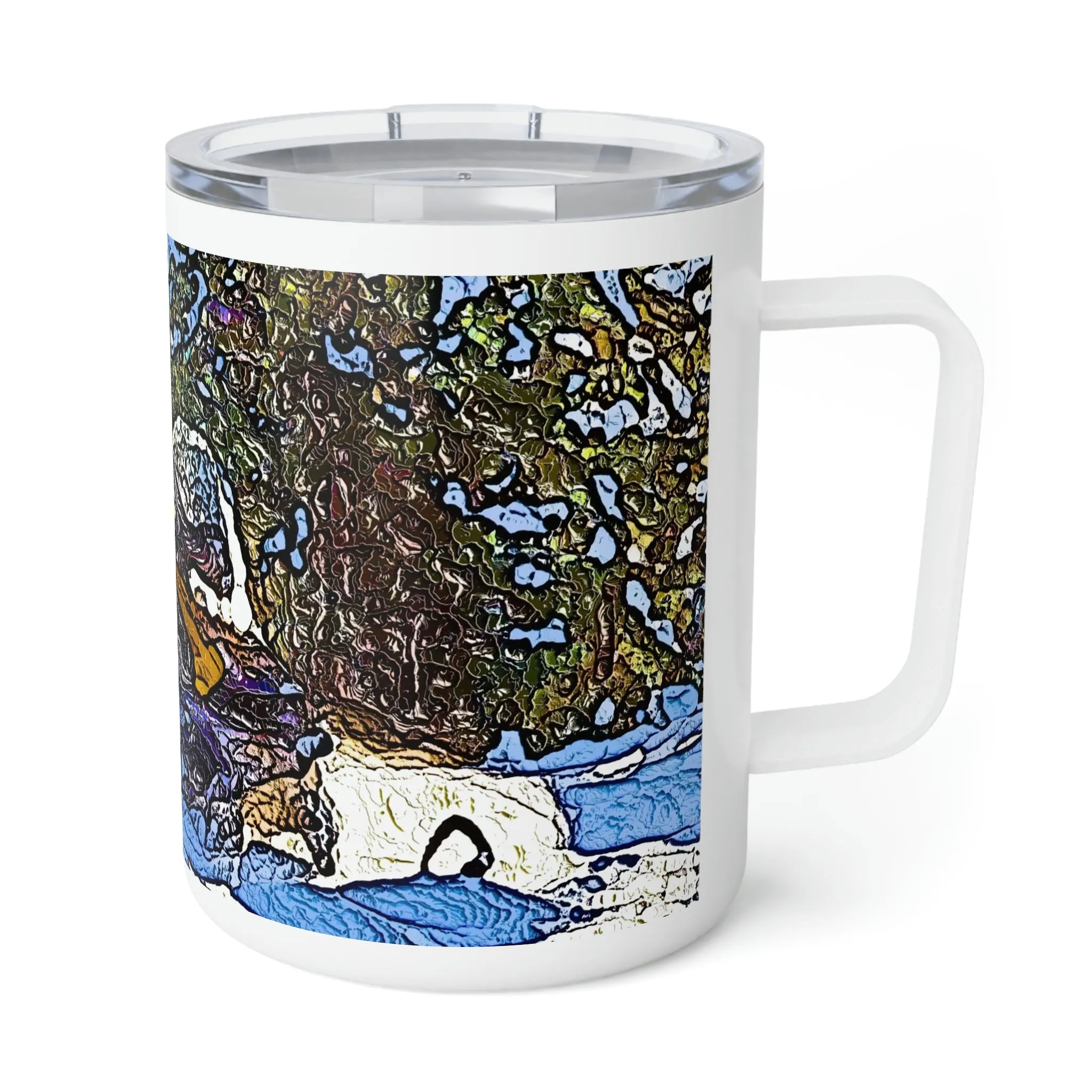 Insulated Coffee Mug, 10oz  ... Blasting Through-The-Powder ... 'Central Idaho Mounains ... ' 2Dec22 ...