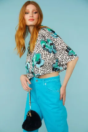 JAYLEY  Animal Floral blouse
