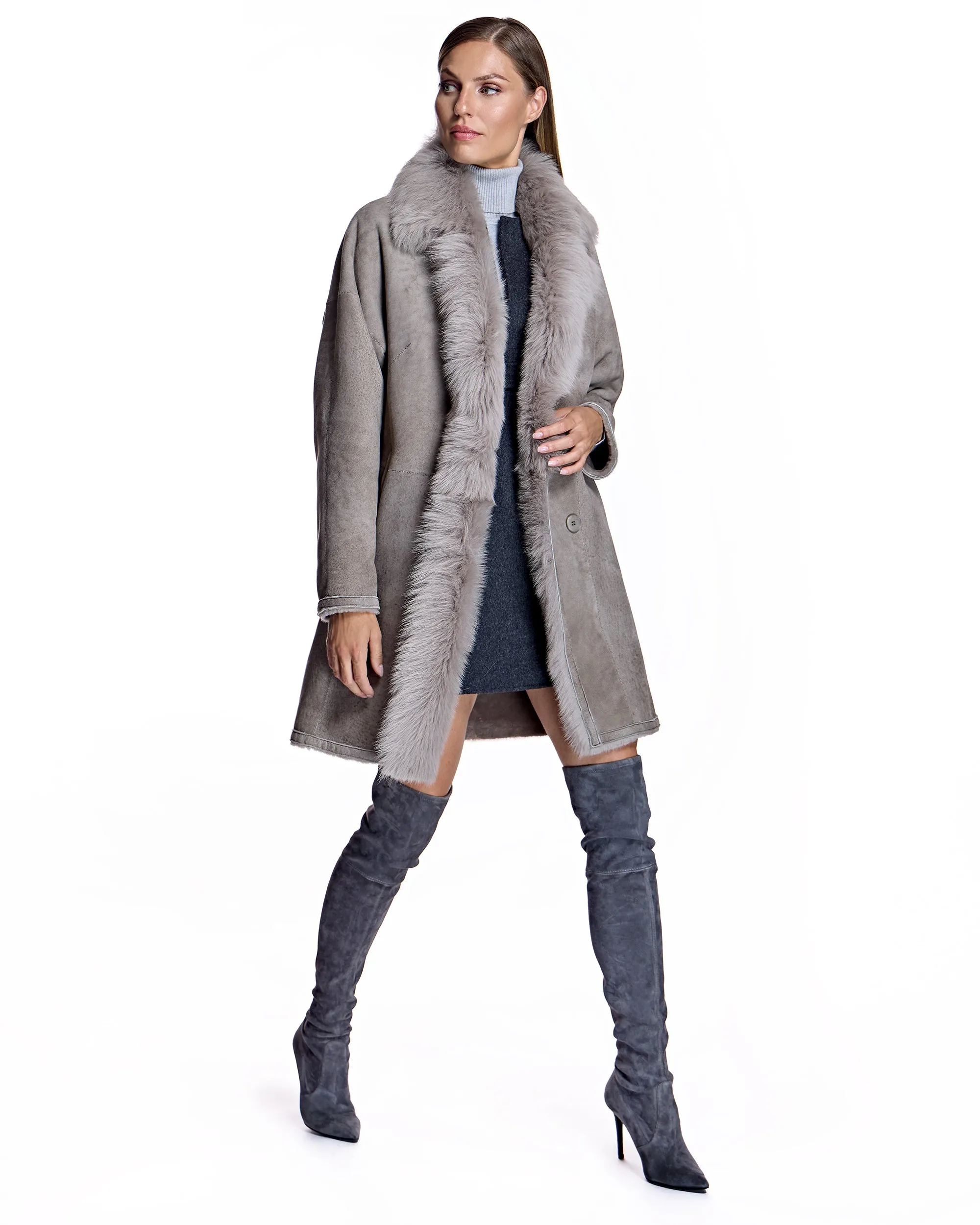 Julia & Stella by Maximilian Reversible Shearling Jacket
